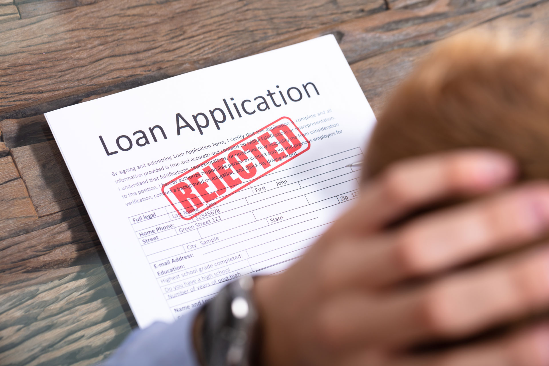 A rejected loan application signifying the possible reasons a money lender in Singapore may not approve a loan